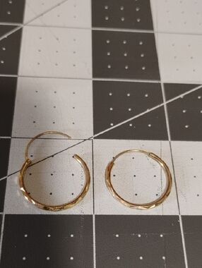 Gold Textured Hoop Earrings for Women